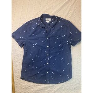 Madewell Shirt Mens Large Blue Floral Button Up Short Sleeve Casual Cotton Top